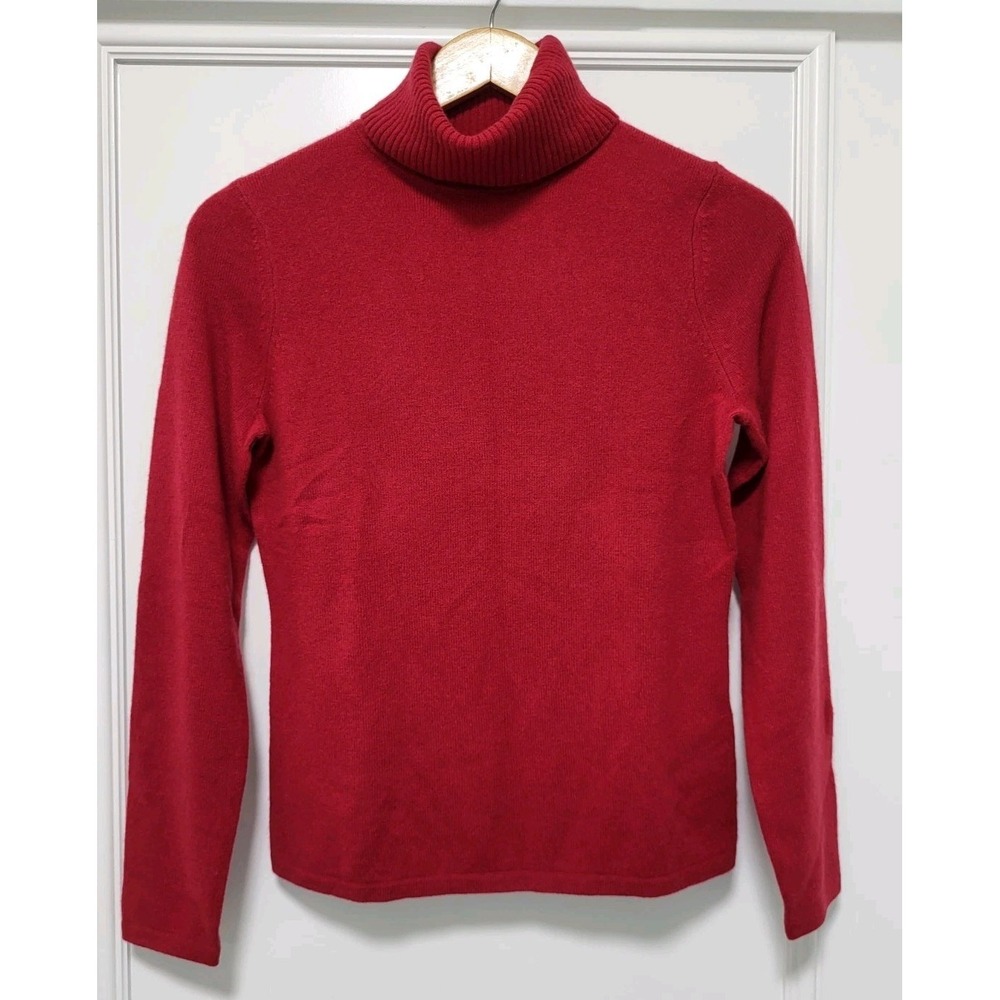 Lord & Taylor Red 100% Cashmere Turtleneck Sweater Holiday Sz S